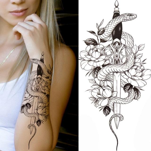 Luxury Black Forest Tiger Wolf Tattoo Sticker Temporary Tattoo Animals Colorful Big Tattoo Stickers For Mens Womens - TaTTTy