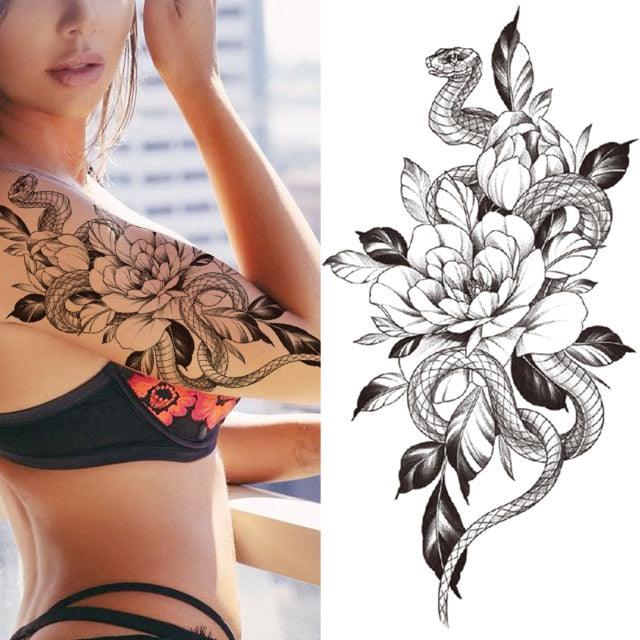 Luxury Black Forest Tiger Wolf Tattoo Sticker Temporary Tattoo Animals Colorful Big Tattoo Stickers For Mens Womens - TaTTTy