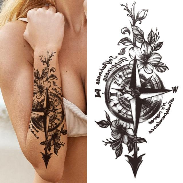 Luxury Black Forest Tiger Wolf Tattoo Sticker Temporary Tattoo Animals Colorful Big Tattoo Stickers For Mens Womens - TaTTTy
