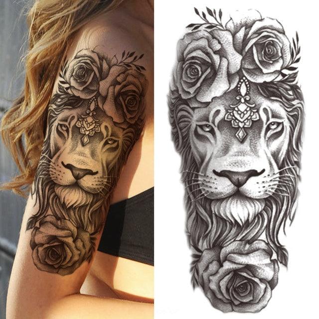 Luxury Black Forest Tiger Wolf Tattoo Sticker Temporary Tattoo Animals Colorful Big Tattoo Stickers For Mens Womens - TaTTTy