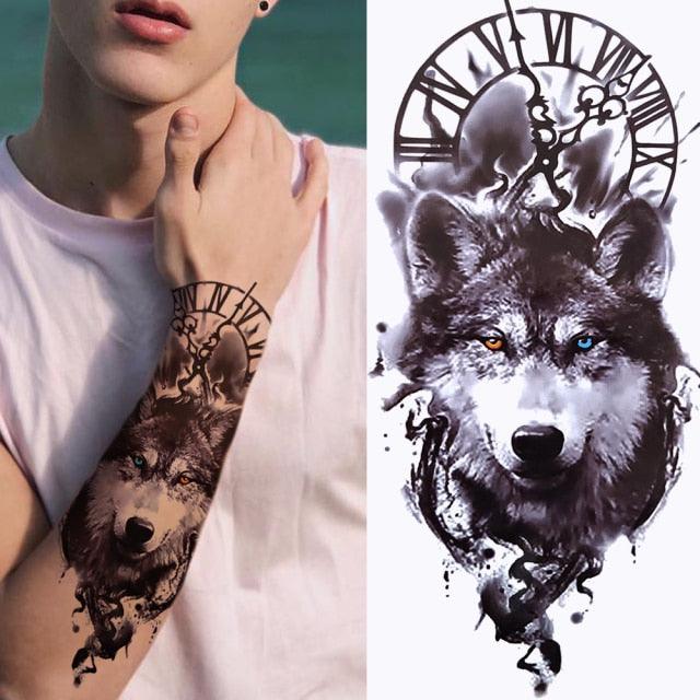 Luxury Black Forest Tiger Wolf Tattoo Sticker Temporary Tattoo Animals Colorful Big Tattoo Stickers For Mens Womens - TaTTTy