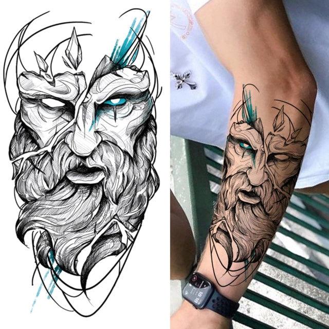 Luxury Black Forest Tiger Wolf Tattoo Sticker Temporary Tattoo Animals Colorful Big Tattoo Stickers For Mens Womens - TaTTTy