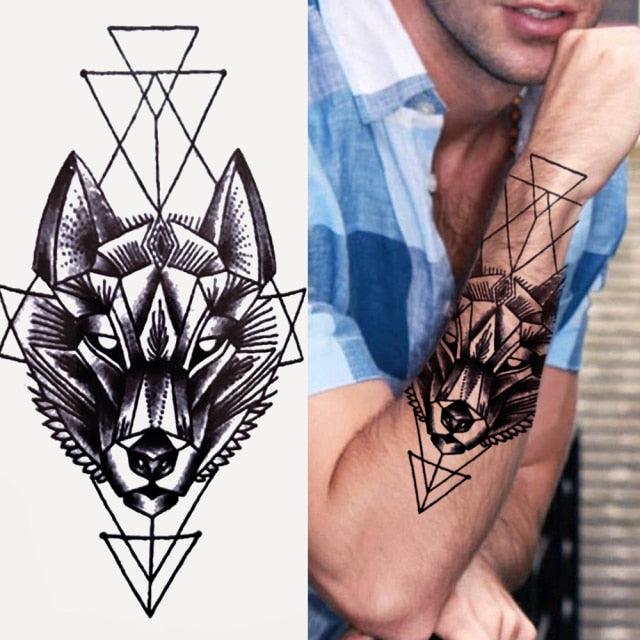 Luxury Black Forest Tiger Wolf Tattoo Sticker Temporary Tattoo Animals Colorful Big Tattoo Stickers For Mens Womens - TaTTTy