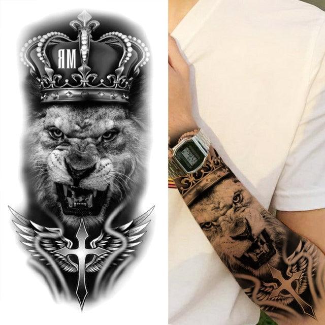 Luxury Black Forest Tiger Wolf Tattoo Sticker Temporary Tattoo Animals Colorful Big Tattoo Stickers For Mens Womens - TaTTTy