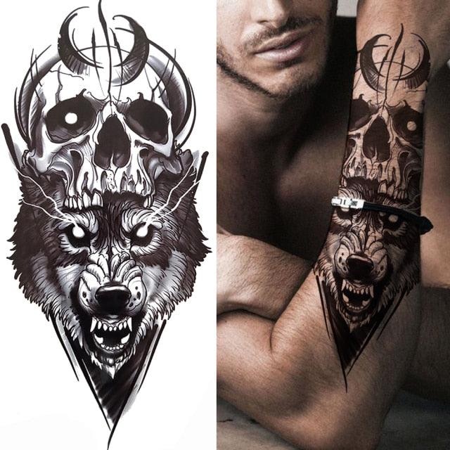 Luxury Black Forest Tiger Wolf Tattoo Sticker Temporary Tattoo Animals Colorful Big Tattoo Stickers For Mens Womens - TaTTTy