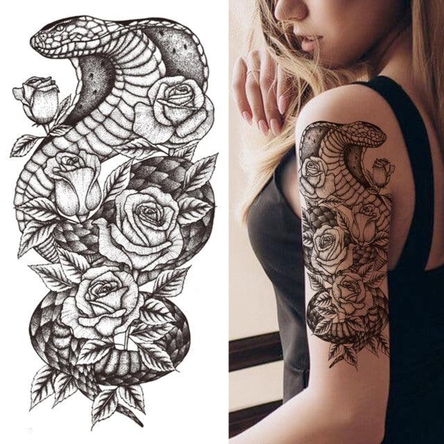 Luxury Black Forest Tiger Wolf Tattoo Sticker Temporary Tattoo Animals Colorful Big Tattoo Stickers For Mens Womens - TaTTTy