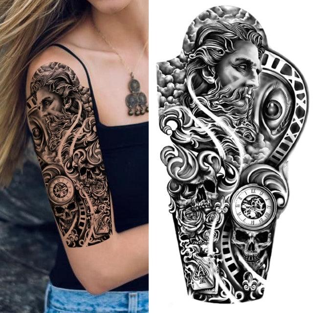 Luxury Black Forest Tiger Wolf Tattoo Sticker Temporary Tattoo Animals Colorful Big Tattoo Stickers For Mens Womens - TaTTTy