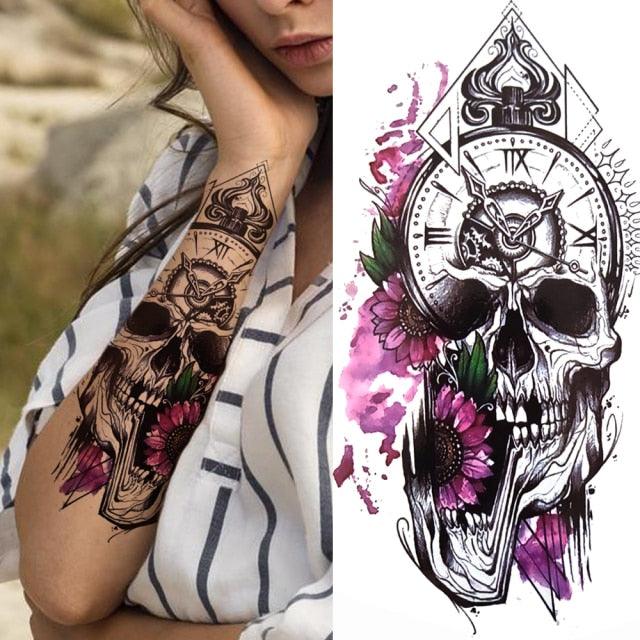Luxury Black Forest Tiger Wolf Tattoo Sticker Temporary Tattoo Animals Colorful Big Tattoo Stickers For Mens Womens - TaTTTy