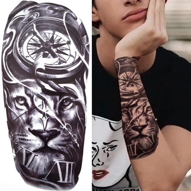 Luxury Black Forest Tiger Wolf Tattoo Sticker Temporary Tattoo Animals Colorful Big Tattoo Stickers For Mens Womens - TaTTTy