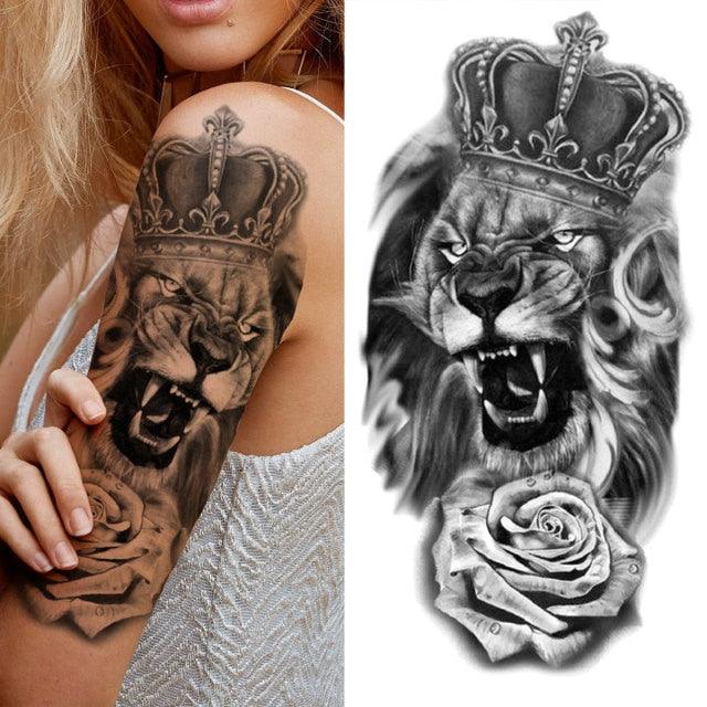 Luxury Black Forest Tiger Wolf Tattoo Sticker Temporary Tattoo Animals Colorful Big Tattoo Stickers For Mens Womens - TaTTTy