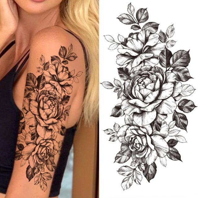 Luxury Black Forest Tiger Wolf Tattoo Sticker Temporary Tattoo Animals Colorful Big Tattoo Stickers For Mens Womens - TaTTTy