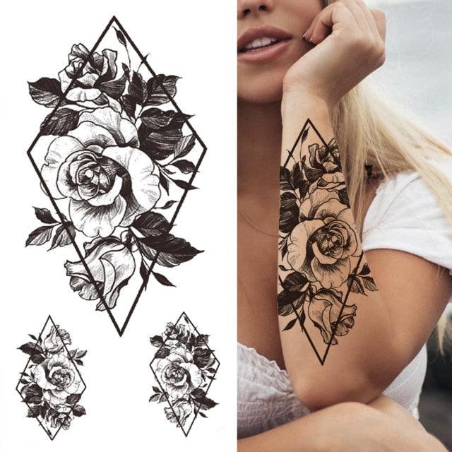 Luxury Black Forest Tiger Wolf Tattoo Sticker Temporary Tattoo Animals Colorful Big Tattoo Stickers For Mens Womens - TaTTTy