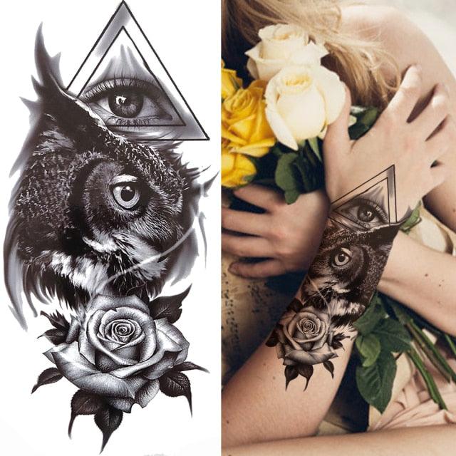 Luxury Black Forest Tiger Wolf Tattoo Sticker Temporary Tattoo Animals Colorful Big Tattoo Stickers For Mens Womens - TaTTTy