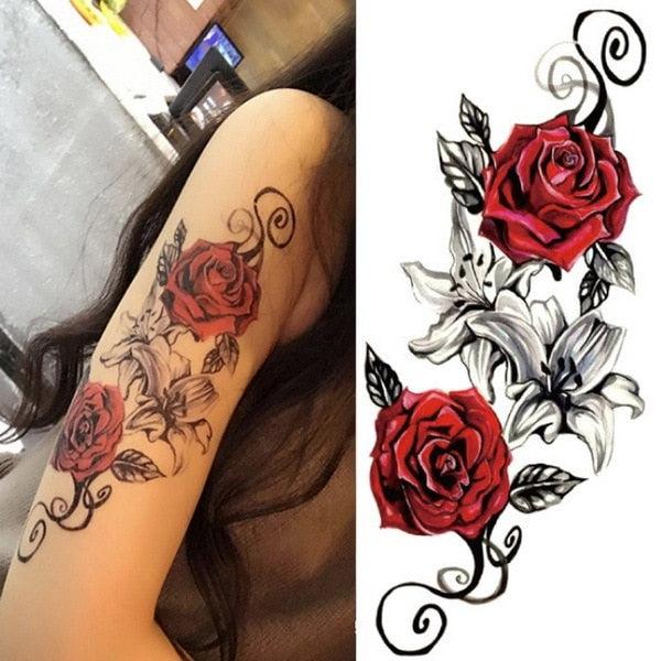 Luxury Colorful And Black Womens Tattoo Temporary Flower Waterproof Elegant Modern Tattoo For Shoulder - TaTTTy