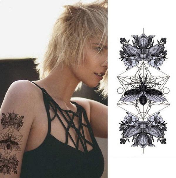 Luxury Colorful And Black Womens Tattoo Temporary Flower Waterproof Elegant Modern Tattoo For Shoulder - TaTTTy