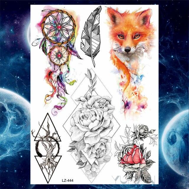 Luxury Colorful Flower Lavender Waterproof Temporary Tattoos Animals Arm Chest Tattoo Stickers Elegant Summer Style For Womens Mens - TaTTTy