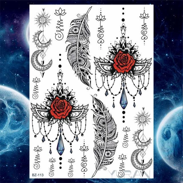 Luxury Colorful Flower Lavender Waterproof Temporary Tattoos Animals Arm Chest Tattoo Stickers Elegant Summer Style For Womens Mens - TaTTTy