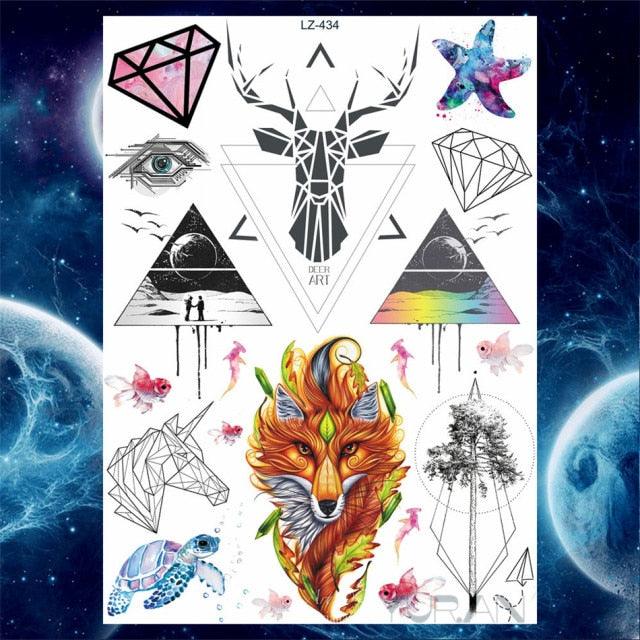 Luxury Colorful Flower Lavender Waterproof Temporary Tattoos Animals Arm Chest Tattoo Stickers Elegant Summer Style For Womens Mens - TaTTTy