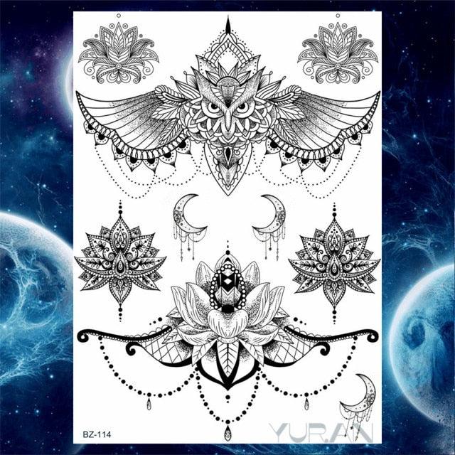 Luxury Colorful Flower Lavender Waterproof Temporary Tattoos Animals Arm Chest Tattoo Stickers Elegant Summer Style For Womens Mens - TaTTTy