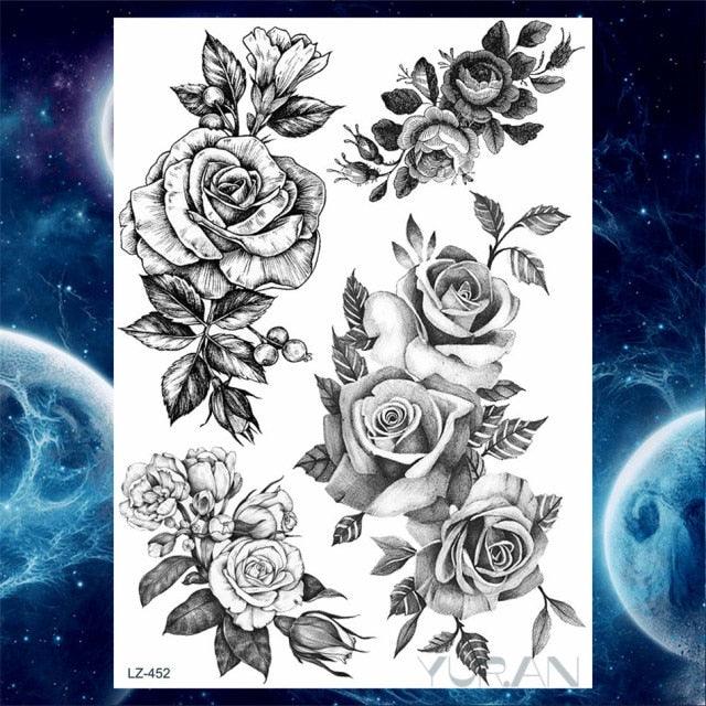 Luxury Colorful Flower Lavender Waterproof Temporary Tattoos Animals Arm Chest Tattoo Stickers Elegant Summer Style For Womens Mens - TaTTTy