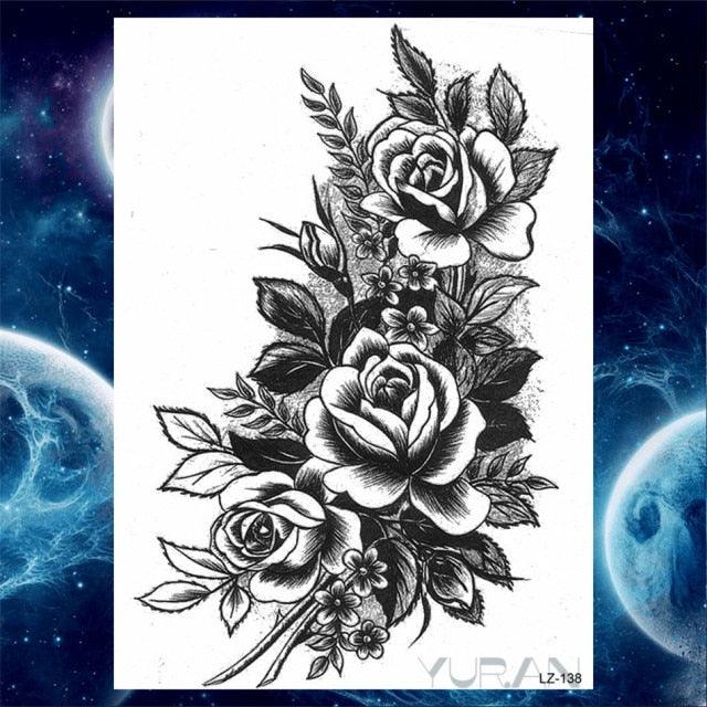 Luxury Colorful Flower Lavender Waterproof Temporary Tattoos Animals Arm Chest Tattoo Stickers Elegant Summer Style For Womens Mens - TaTTTy