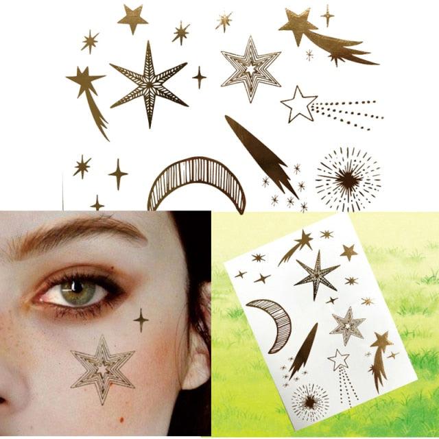 Luxury Flash Metallic Waterproof Temporary Tattoo Gold Silver Flower Tattoo Sticker Long Lasting Gold Design For Womens - TaTTTy