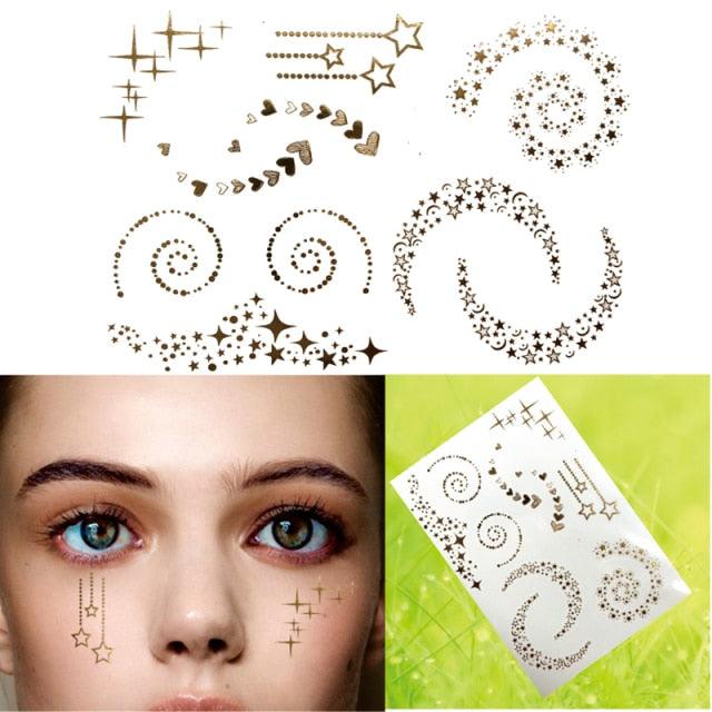 Luxury Flash Metallic Waterproof Temporary Tattoo Gold Silver Flower Tattoo Sticker Long Lasting Gold Design For Womens - TaTTTy