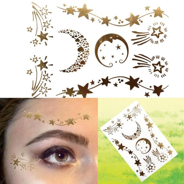 Luxury Flash Metallic Waterproof Temporary Tattoo Gold Silver Flower Tattoo Sticker Long Lasting Gold Design For Womens - TaTTTy