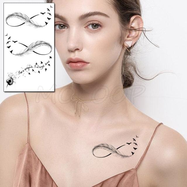 Luxury Womens Different Temporary Waterproof Tattoo Sticker Feather Dandelion Tattoos For Makeup Party - TaTTTy