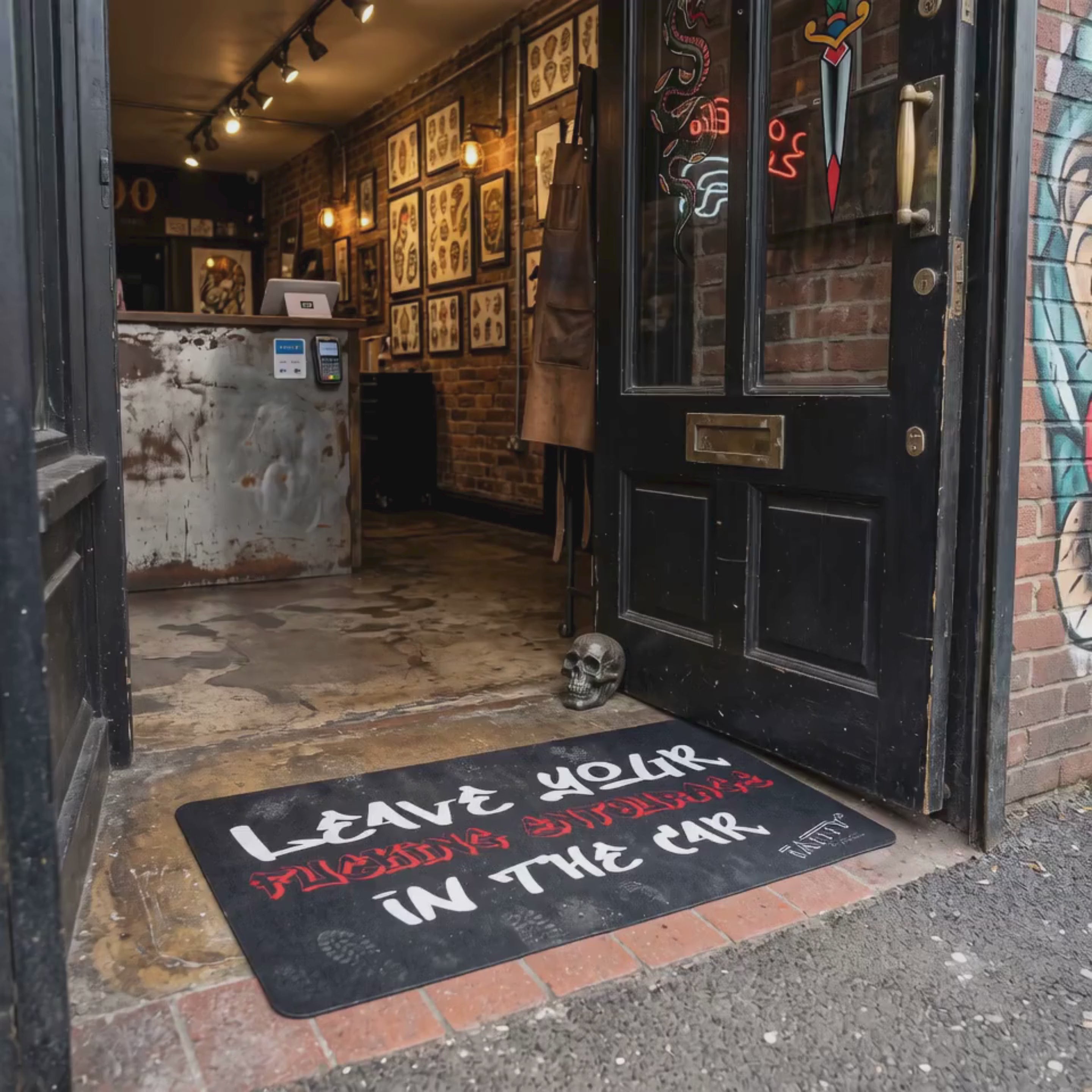 Leave Your Fucking Entourage in the Car Shop Doormat