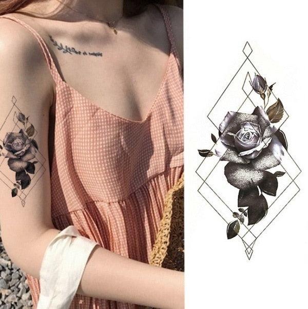 Luxury Colorful And Black Womens Tattoo Temporary Flower Waterproof Elegant Modern Tattoo For Shoulder - TaTTTy
