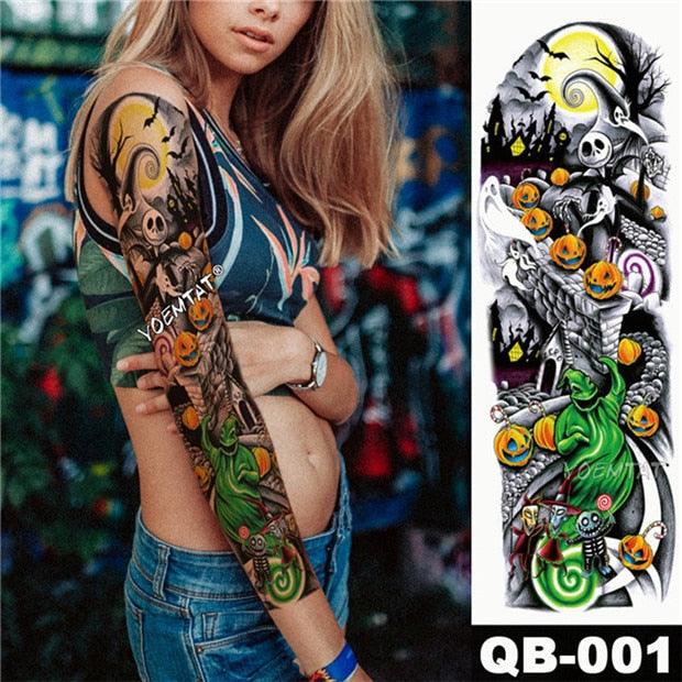 Large Tattoo Sleeve Arm Waterproof Temporary Sticker Tiger Fox For Arm Luxury Colorful Design - TaTTTy