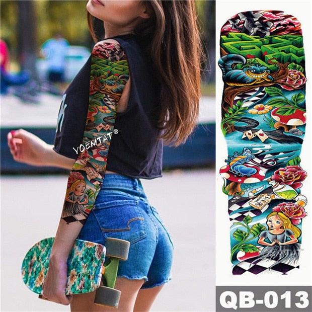 Large Tattoo Sleeve Arm Waterproof Temporary Sticker Tiger Fox For Arm Luxury Colorful Design - TaTTTy