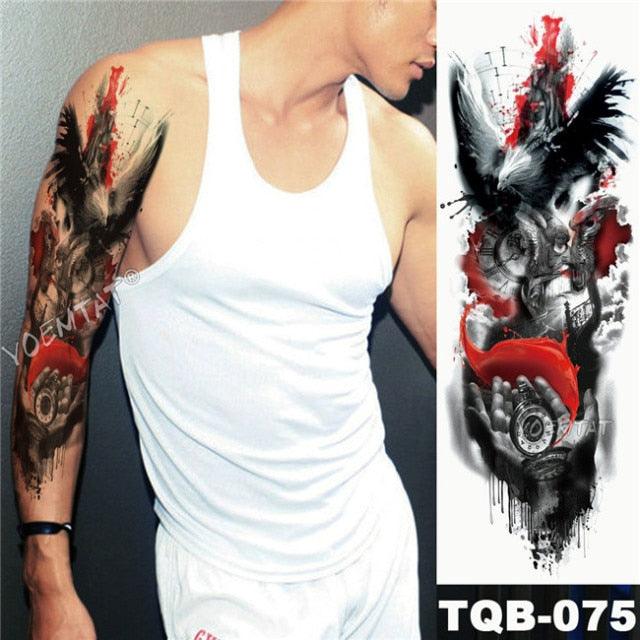 Large Tattoo Sleeve Arm Waterproof Temporary Sticker Tiger Fox For Arm Luxury Colorful Design - TaTTTy
