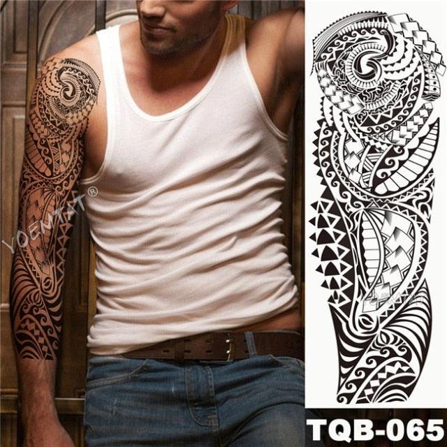 Large Tattoo Sleeve Arm Waterproof Temporary Sticker Tiger Fox For Arm Luxury Colorful Design - TaTTTy