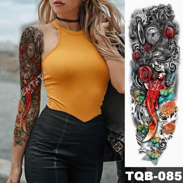 Large Tattoo Sleeve Arm Waterproof Temporary Sticker Tiger Fox For Arm Luxury Colorful Design - TaTTTy