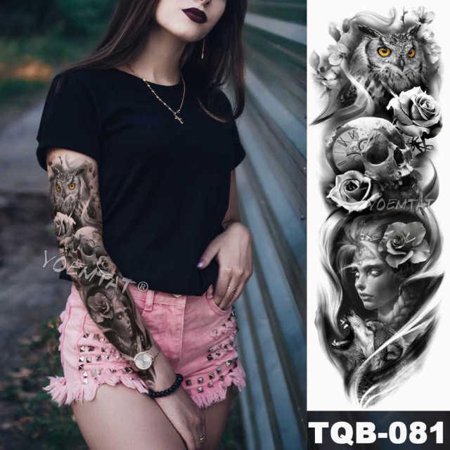 Large Tattoo Sleeve Arm Waterproof Temporary Sticker Tiger Fox For Arm Luxury Colorful Design - TaTTTy