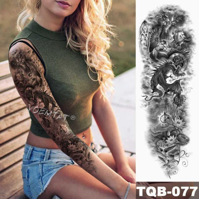 Large Tattoo Sleeve Arm Waterproof Temporary Sticker Tiger Fox For Arm Luxury Colorful Design - TaTTTy