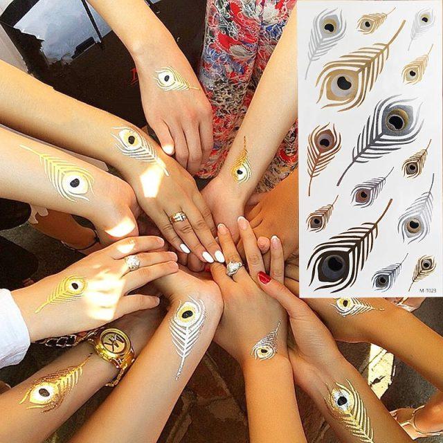 Luxury Flash Metallic Waterproof Temporary Tattoo Gold Silver Flower Tattoo Sticker Long Lasting Gold Design For Womens - TaTTTy