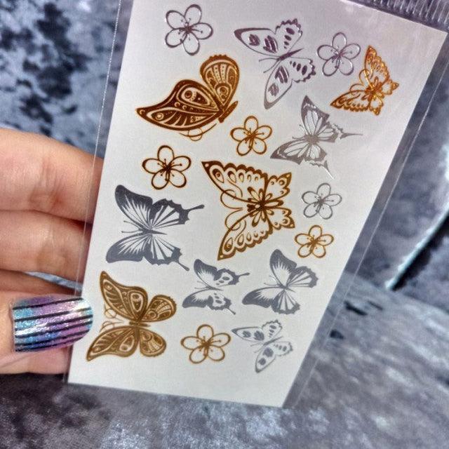 Luxury Flash Metallic Waterproof Temporary Tattoo Gold Silver Flower Tattoo Sticker Long Lasting Gold Design For Womens - TaTTTy