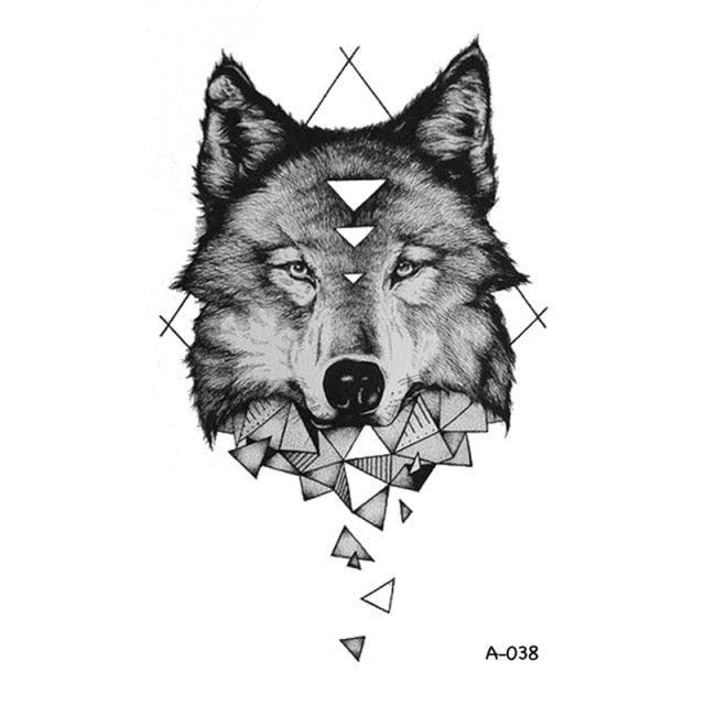 Temporary Animal Head Wolf Design Waterproof Body Sticker Fashion Tattoo For Womens Mens - TaTTTy