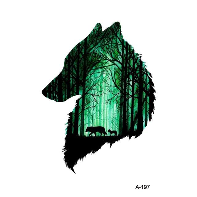 Temporary Animal Head Wolf Design Waterproof Body Sticker Fashion Tattoo For Womens Mens - TaTTTy