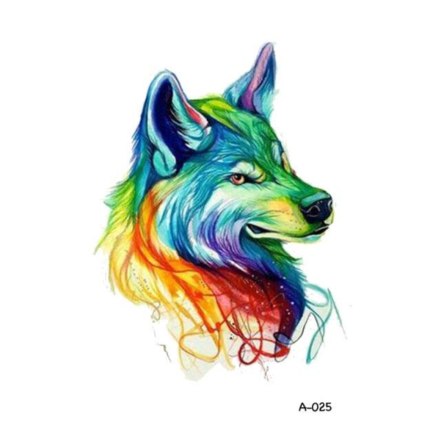 Temporary Animal Head Wolf Design Waterproof Body Sticker Fashion Tattoo For Womens Mens - TaTTTy
