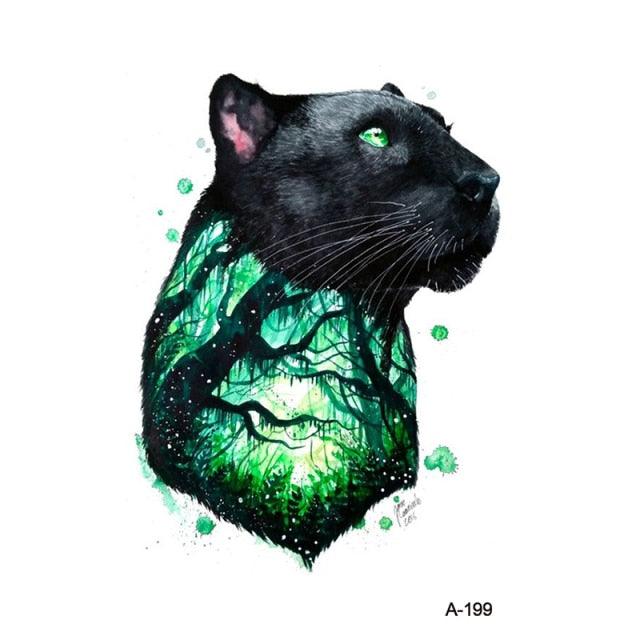 Temporary Animal Head Wolf Design Waterproof Body Sticker Fashion Tattoo For Womens Mens - TaTTTy