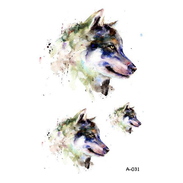 Temporary Animal Head Wolf Design Waterproof Body Sticker Fashion Tattoo For Womens Mens - TaTTTy
