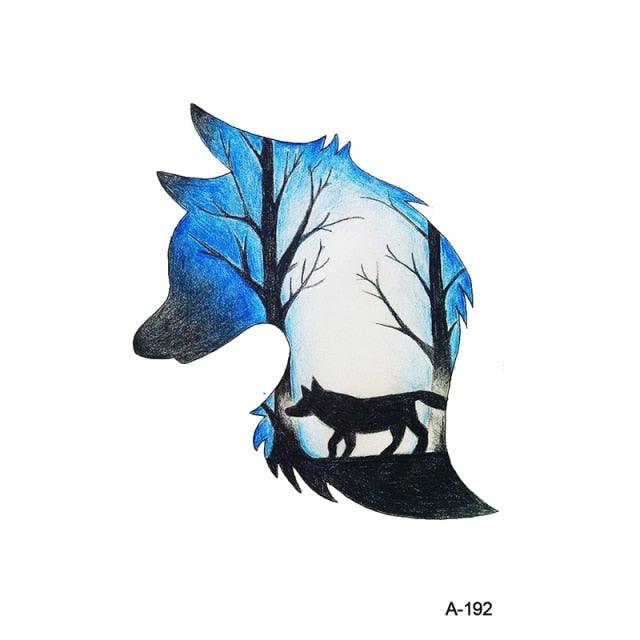 Temporary Animal Head Wolf Design Waterproof Body Sticker Fashion Tattoo For Womens Mens - TaTTTy