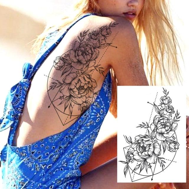Realistic Tattoos Temporary Womens Flower Sticker Tattoos Waterproof Women Body Art Fake Legs Tattoo Stickers - TaTTTy