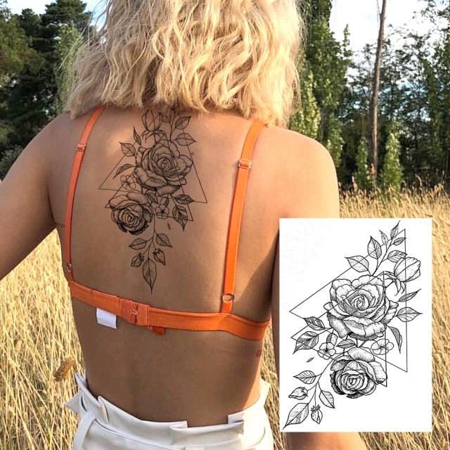 Realistic Tattoos Temporary Womens Flower Sticker Tattoos Waterproof Women Body Art Fake Legs Tattoo Stickers - TaTTTy