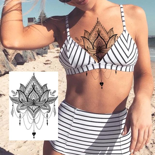 Realistic Tattoos Temporary Womens Flower Sticker Tattoos Waterproof Women Body Art Fake Legs Tattoo Stickers - TaTTTy