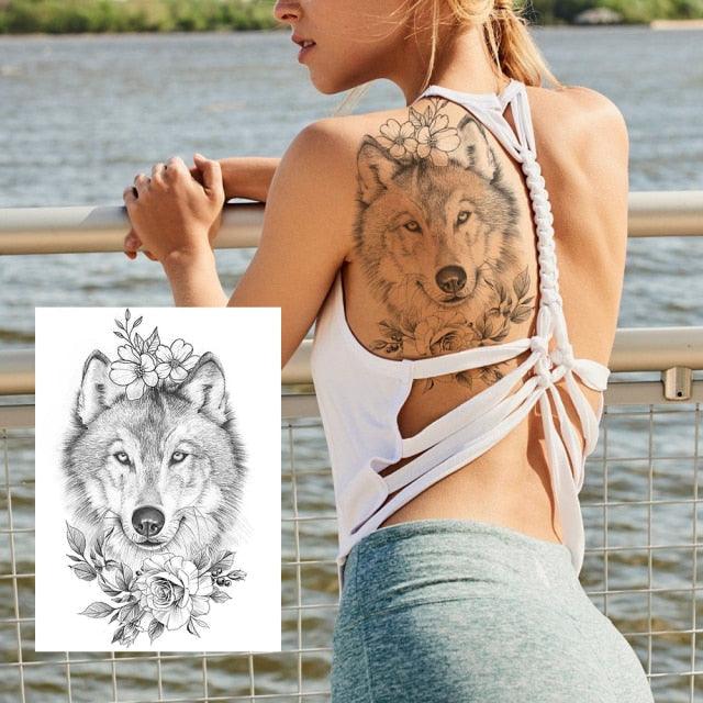 Realistic Big Flower Temporary Waterproof Sticker Tattoos For Body Painting Arm Legs Fake Black Rose Tattoos For Womens - TaTTTy